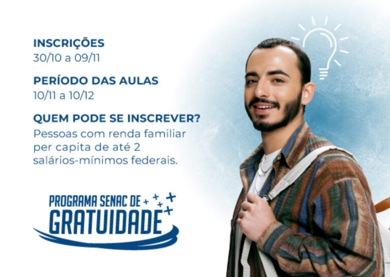 Senac oferece 3.500 vagas gratuitas em cursos EAD